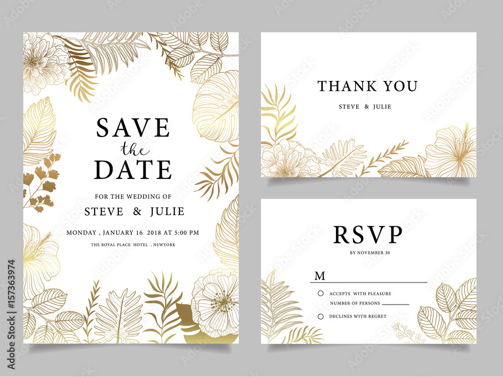 wedding invitation card with  flower Templates - obrazy, fototapety, plakaty 