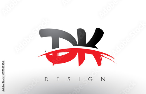 DK D K Brush Logo Letters with Red and Black Swoosh Brush Front