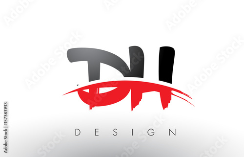 DH D H Brush Logo Letters with Red and Black Swoosh Brush Front