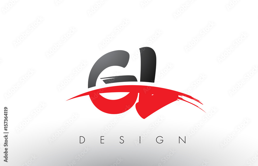 GL G L Brush Logo Letters with Red and Black Swoosh Brush Front Stock ...