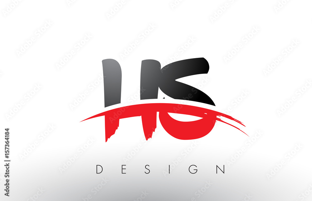 HS H S Brush Logo Letters with Red and Black Swoosh Brush Front Stock ...