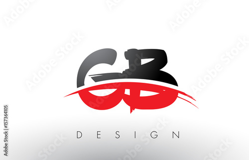 GB G B Brush Logo Letters with Red and Black Swoosh Brush Front photo