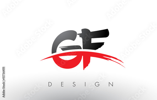 GF G F Brush Logo Letters with Red and Black Swoosh Brush Front