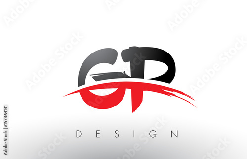 GP G P Brush Logo Letters with Red and Black Swoosh Brush Front