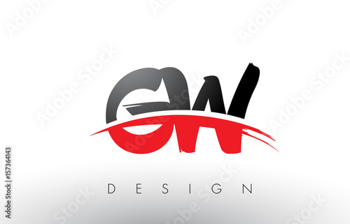 GW G W Brush Logo Letters with Red and Black Swoosh Brush Front photo