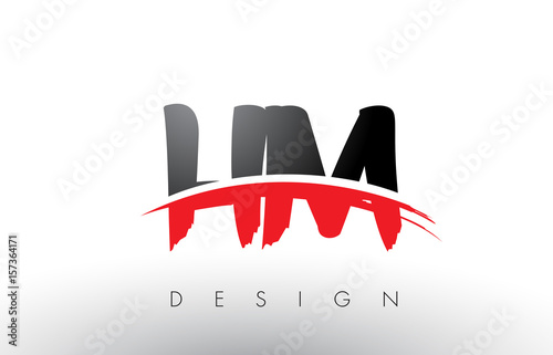 HM H M Brush Logo Letters with Red and Black Swoosh Brush Front