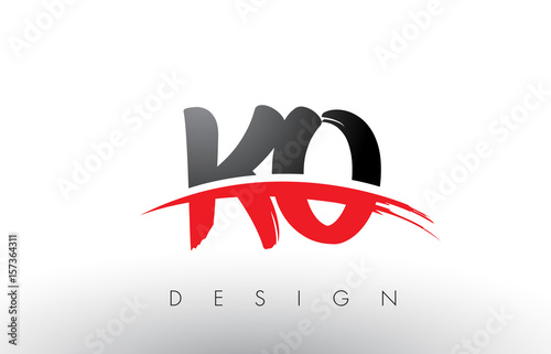 KO K O Brush Logo Letters with Red and Black Swoosh Brush Front