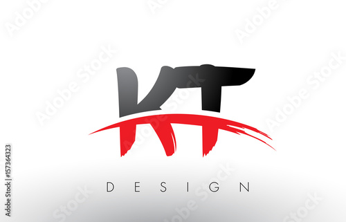 KT K T Brush Logo Letters with Red and Black Swoosh Brush Front