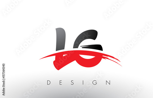 LG L G Brush Logo Letters with Red and Black Swoosh Brush Front photo
