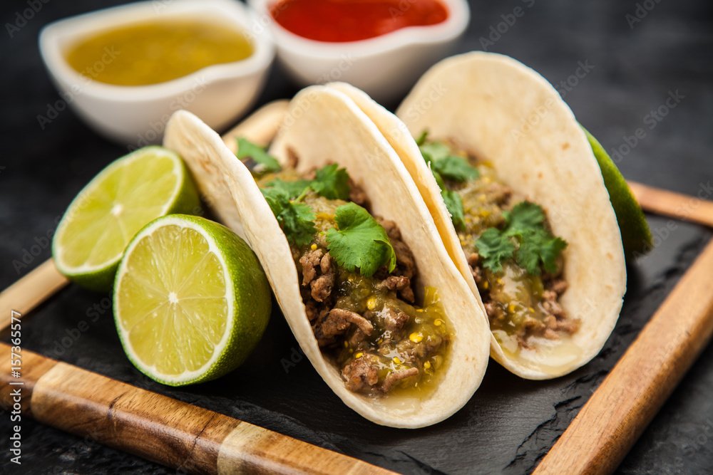 Mexican tacos with beef