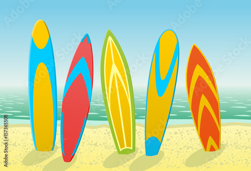 Surfboards on a beach