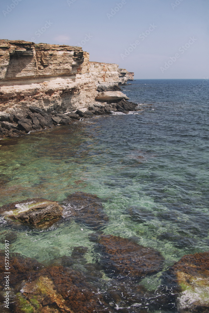 Crimea landscape. Rocky coast of Cape Tarhankut.