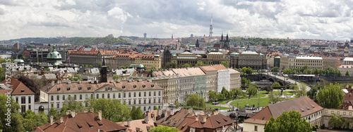 Prague panorama city skyline and Charles Bridge photo