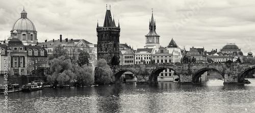 Monochrome photo of architecture of Prague.