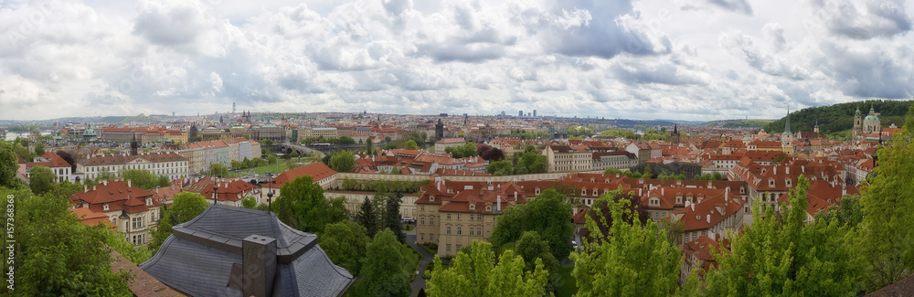 Prague panorama city skyline and Charles Bridge