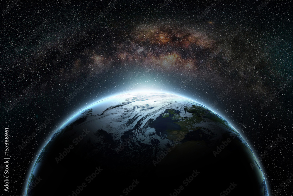 world and milky way Elements of this image furnished by NASA