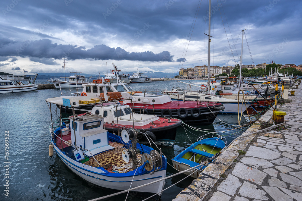 Fototapeta premium The old port of Corfu in Corfu town