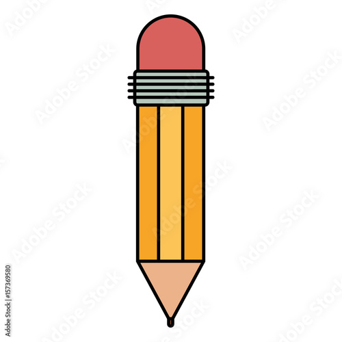 colorful silhouette of pencil with eraser vector illustration