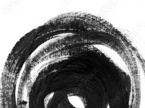 VERY hight resolution. Geometric graffiti abstract background. Wallpaper with oil canvas stroke effect. Black acrylic paint stroke texture on white paper. Scattered art. Macro image. Hand made grunge.