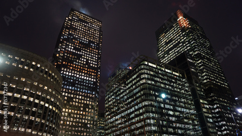 Night shot of Canary Warf, London, United Kingdom