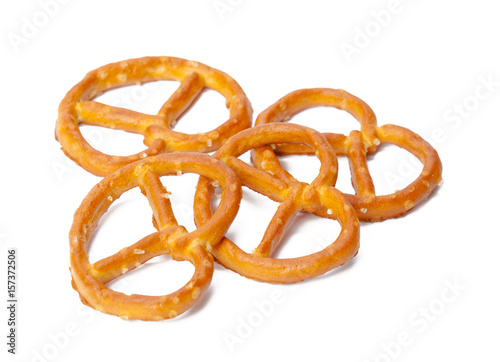 glazed and salted pretzels isolated on white background