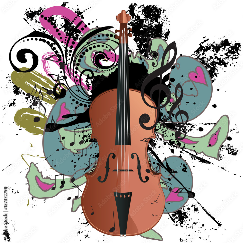 Grunge Violin Illustration