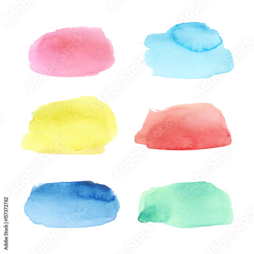 Watercolor brushstrokes set. Hand drawn vector collection with colorful stains, spots, smears.