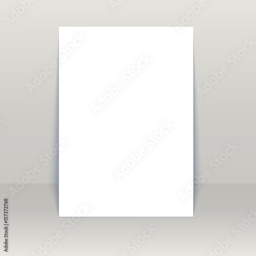 Blank poster on the white wall and the floor, Mock-Up. Business corporate brochure template, flyer layout. 