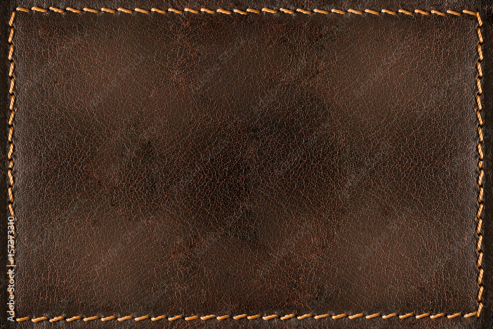 Brown leather background with seams - obrazy, fototapety, plakaty 