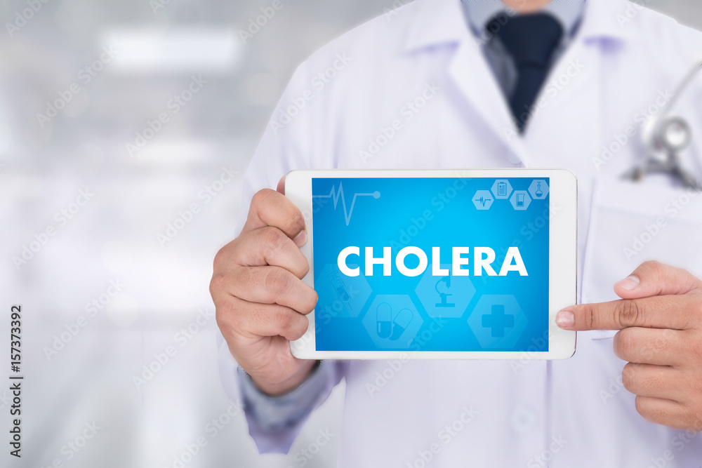 WARNING CHOLERA Medicine doctor working hard