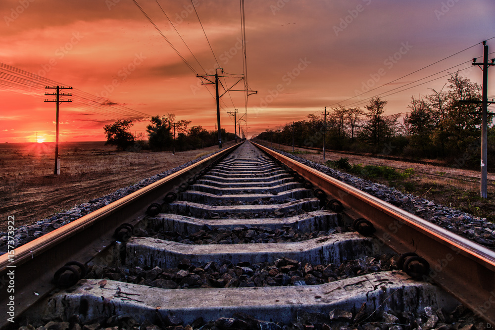 Railway at sunset