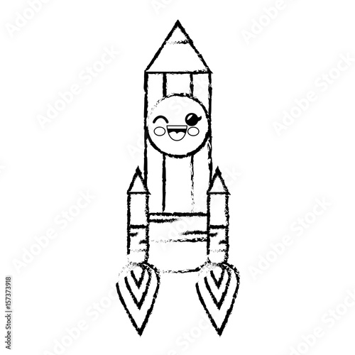 pencil rocket cartoon smiley vector icon illustration graphic design
