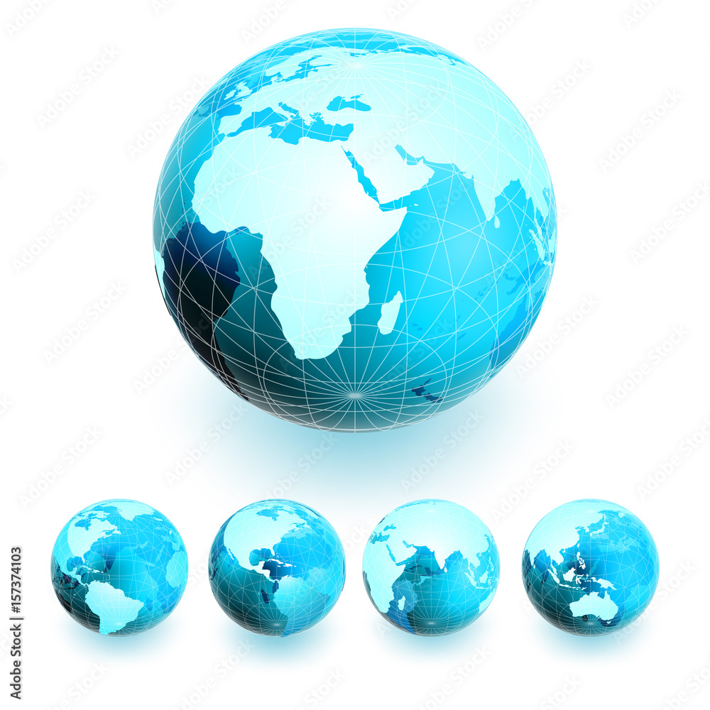 set of earth globe