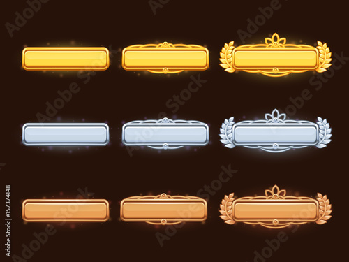 Bronze, silver and golden cartoon vector title banners