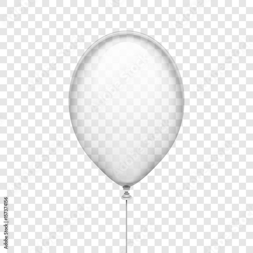 Transparent white rubber balloon isolated on checkered background vector illustration
