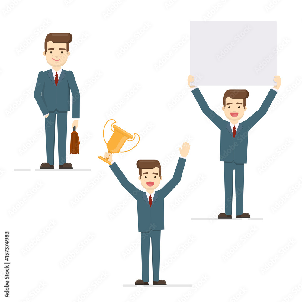 Vector set of businessman in different poses. Vector set of businessman in different poses.