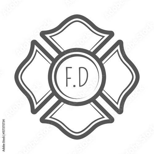 Cross firefighter vector illustration in monocrome vintage style.