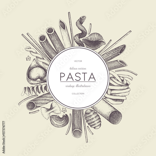 Vector menu template with Italian pasta.