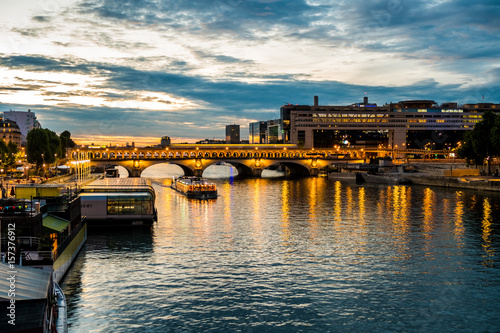 Photography Bercy and pont de Bercy in Paris during blue hour in summer