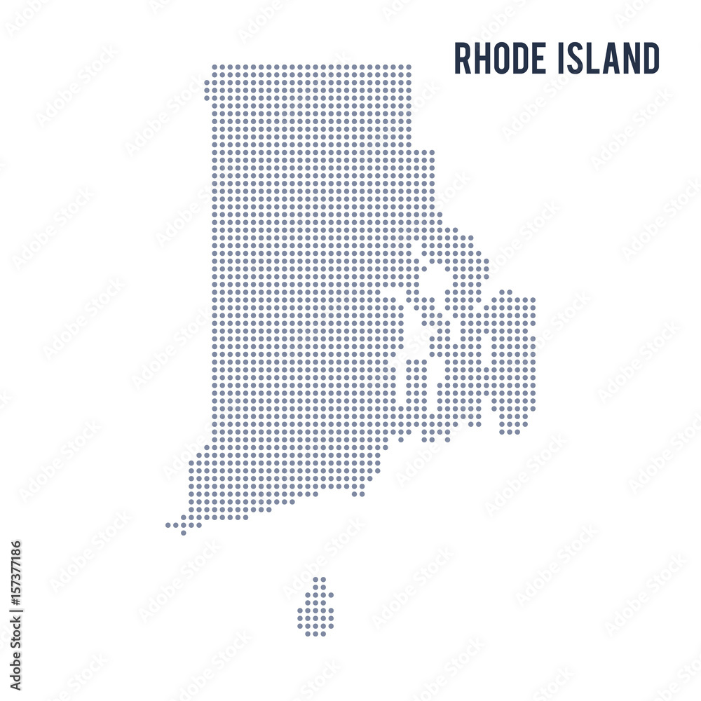 Vector dotted map State of Rhode Island isolated on white background .
