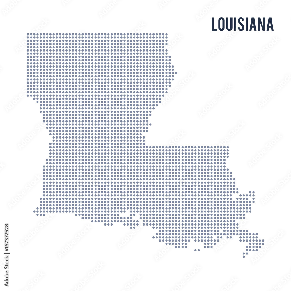 Vector dotted map State of Louisiana isolated on white background .