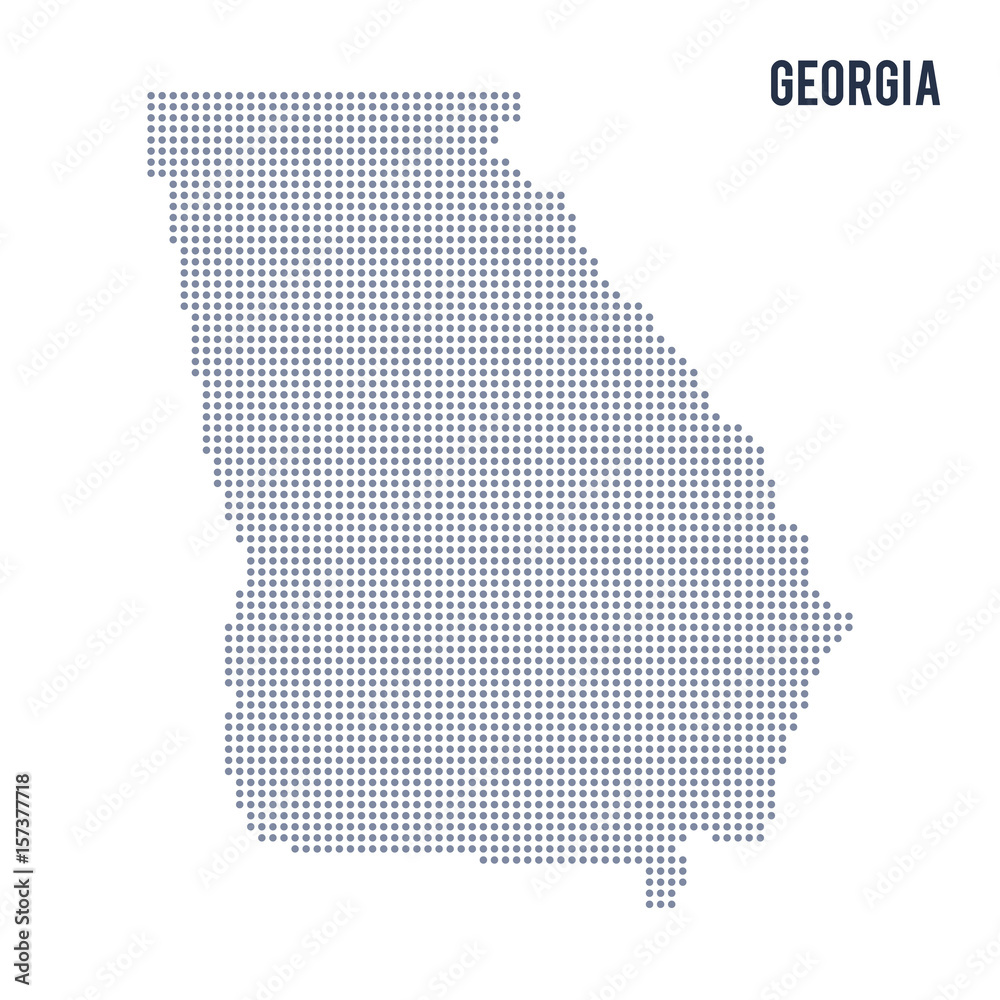 Vector dotted map State of Georgia isolated on white background .