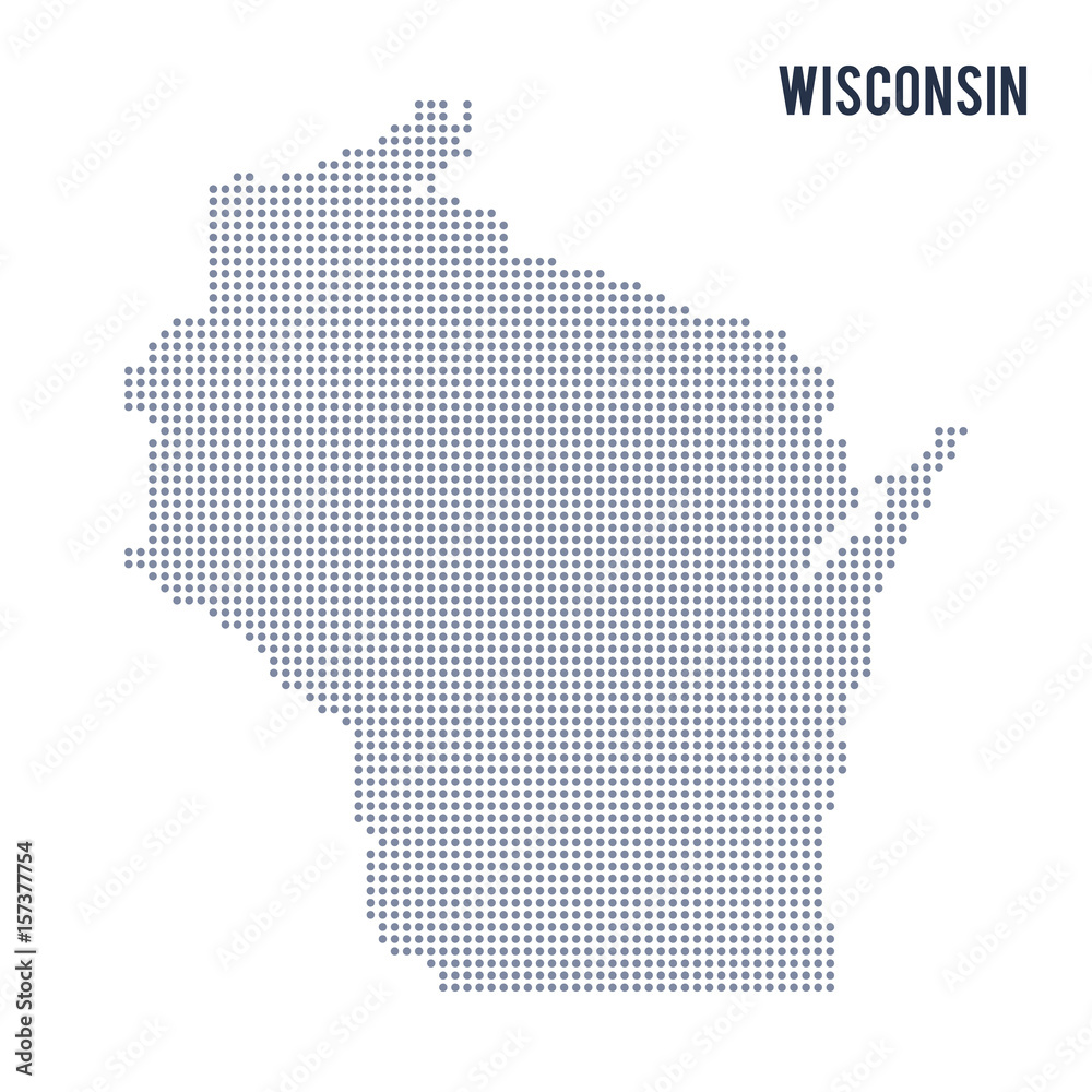 Vector dotted map State of Wisconsin isolated on white background .