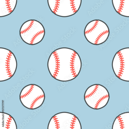 Baseball, softball sport game vector seamless pattern, background with line icons of balls. Linear signs for championship, equipment store.