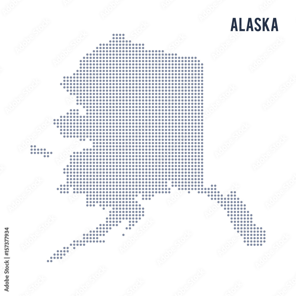 Vector dotted map State of Alaska isolated on white background .