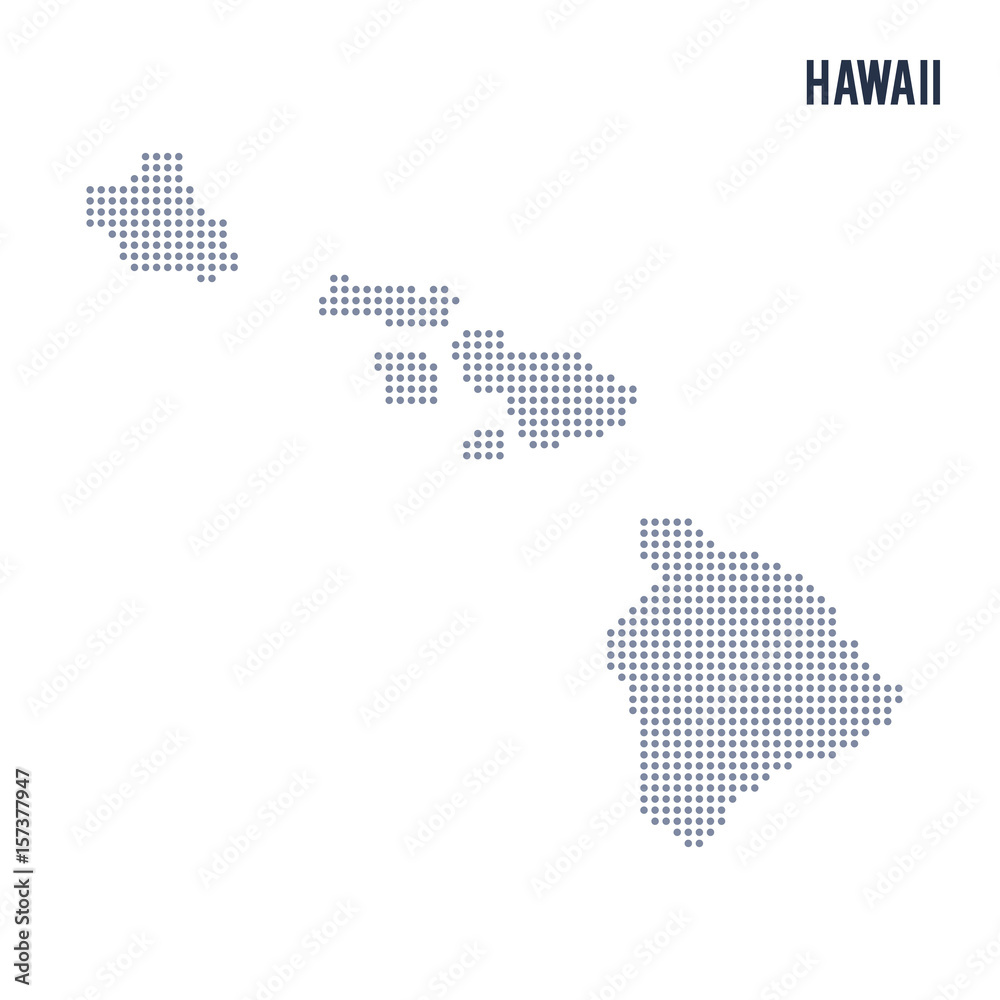 Vector dotted map State of Hawaii isolated on white background .