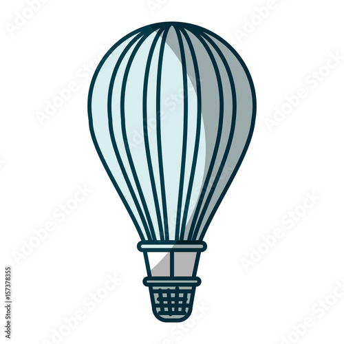blue shading silhouette of hot air balloon vector illustration