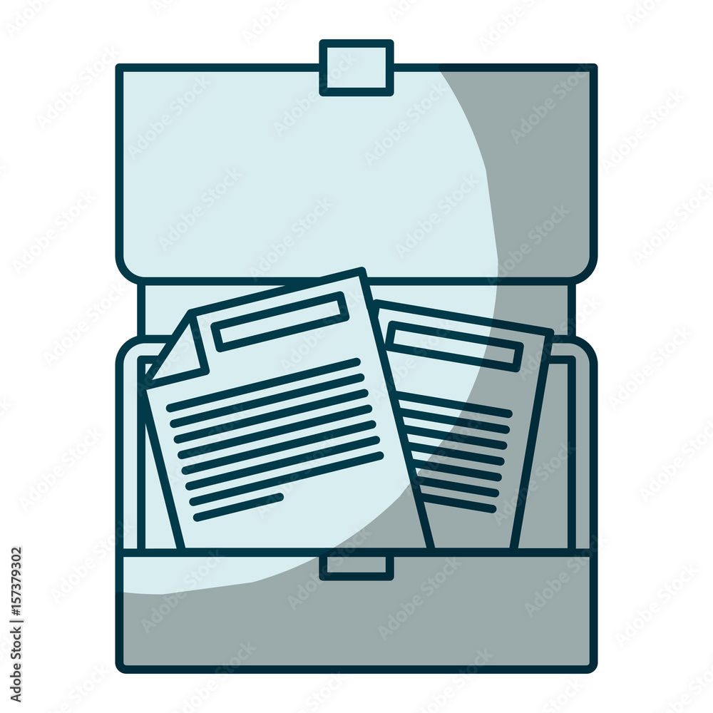 blue shading silhouette of opened executive briefcase with documents vector illustration blue shading silhouette of opened executive briefcase with documents vector illustration