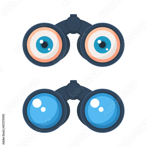 Binoculars with eyes icon