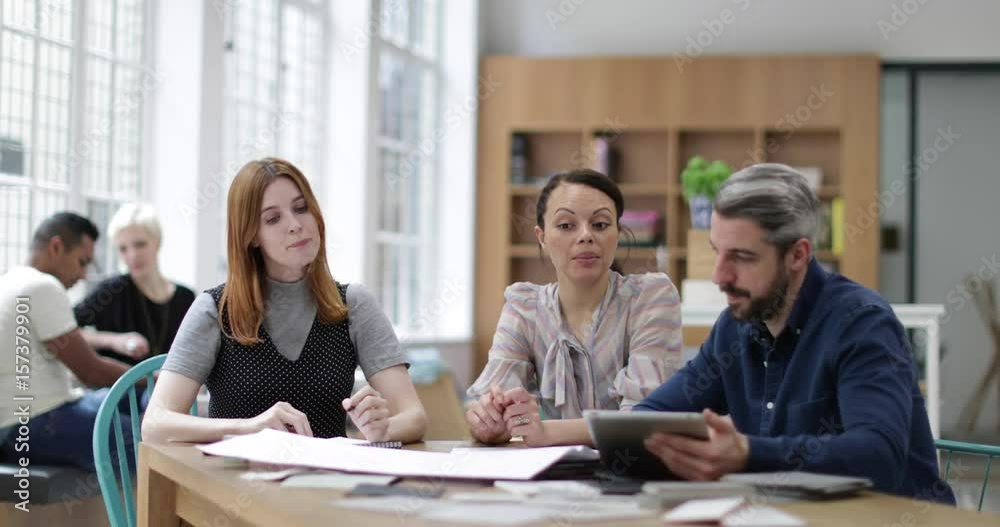 Team in a project planning meeting Team in a project planning meeting